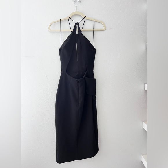 NICHOLAS Black Halter midi open back Sheath cocktail dress size 0 - Picture 6 of 11